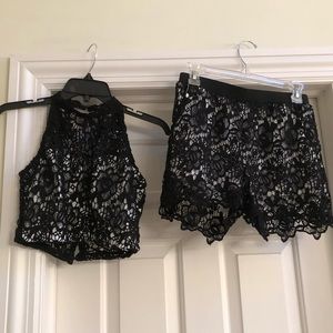 2 piece black lace outfit